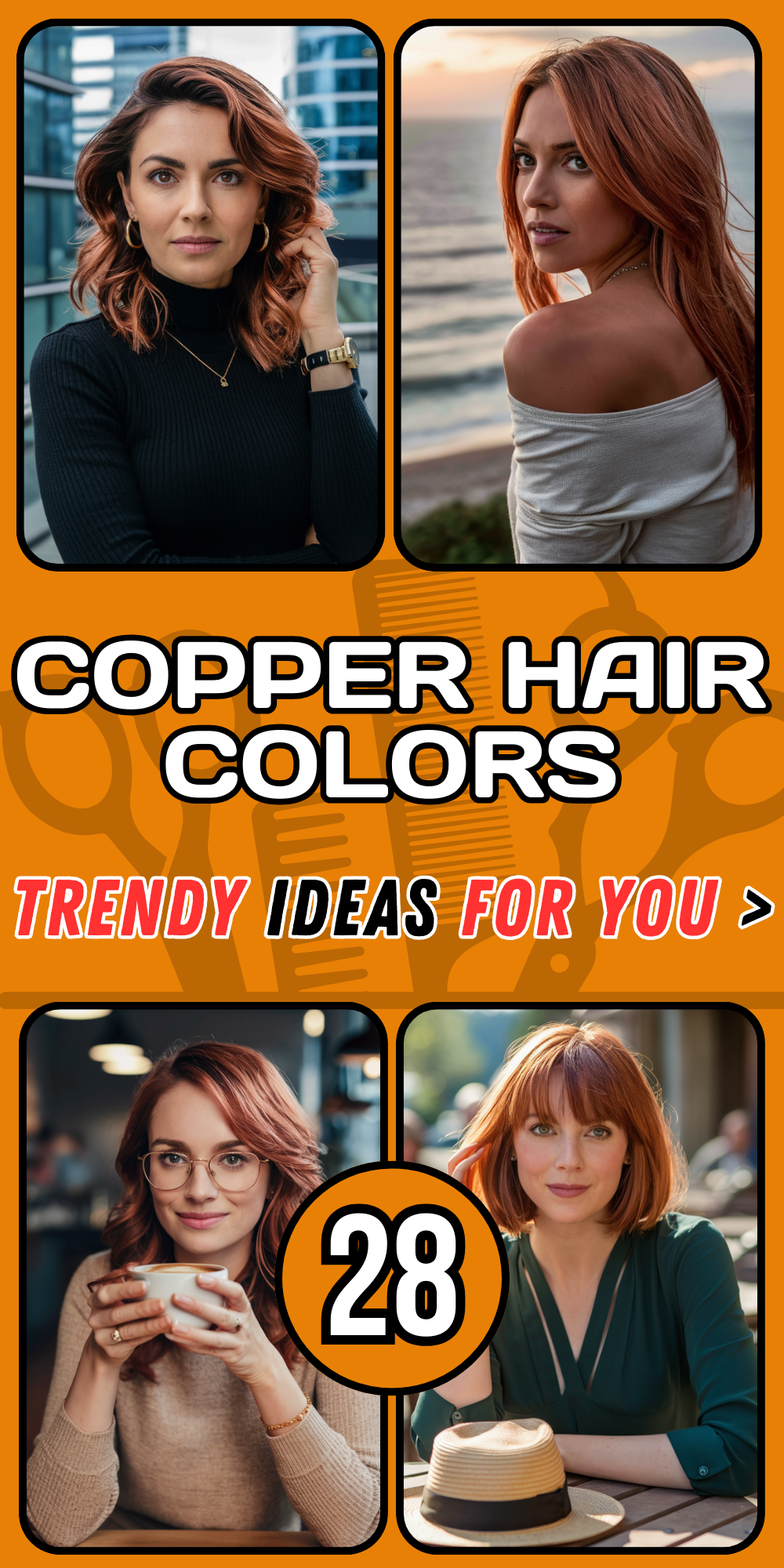 Copper Hair Colors Ideas for Women in 2024: Stunning Shades from Red to Golden and Brown-Red Tones