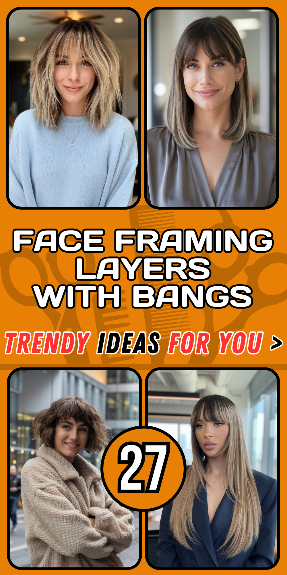 Stunning Face Framing Layers with Bangs for Women - Trendy Haircut Ideas for 2024