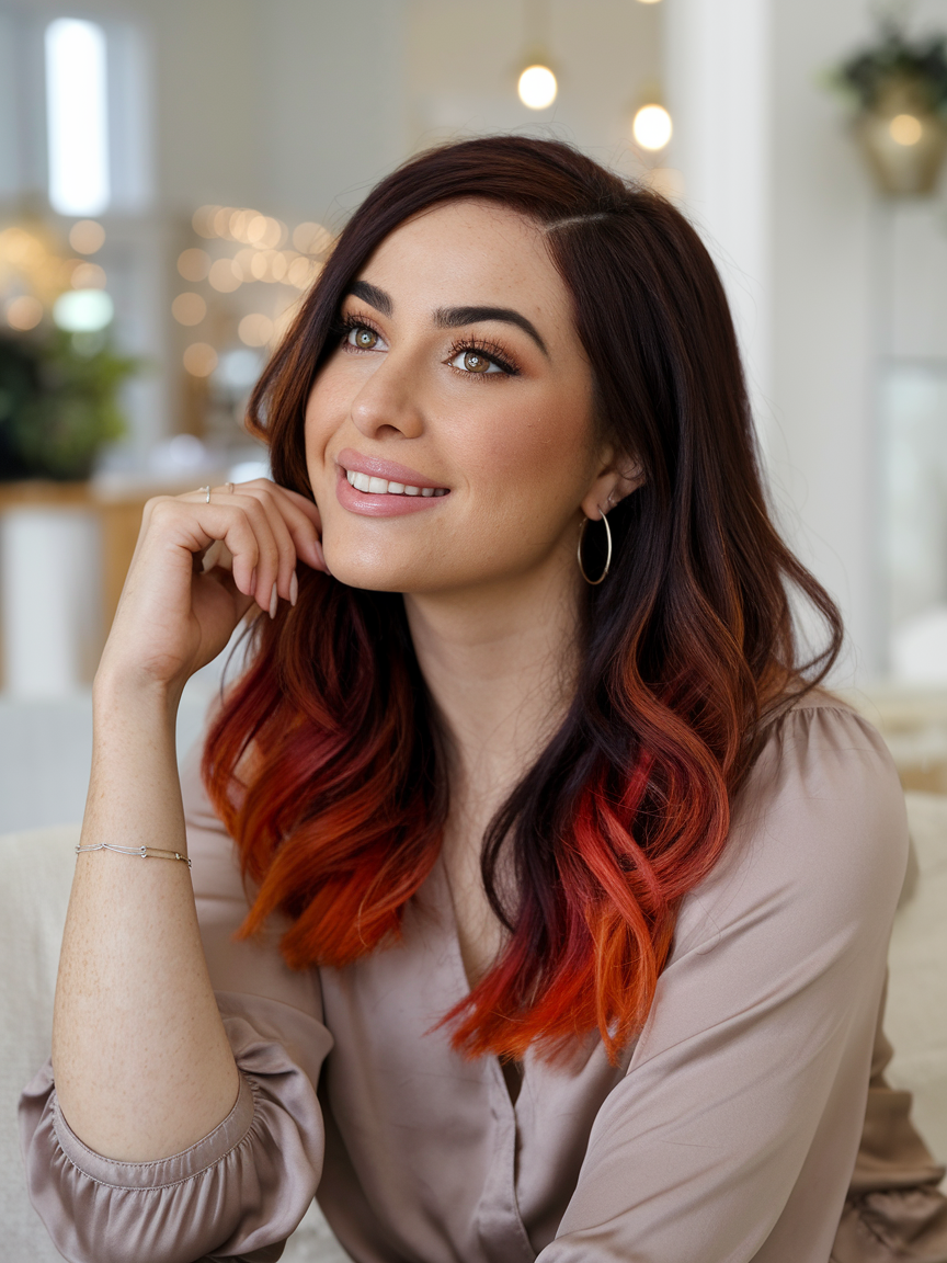 Stunning Ideas for Dark Auburn Fire Ombre Hair Color 2025 – Perfect Styles for Women